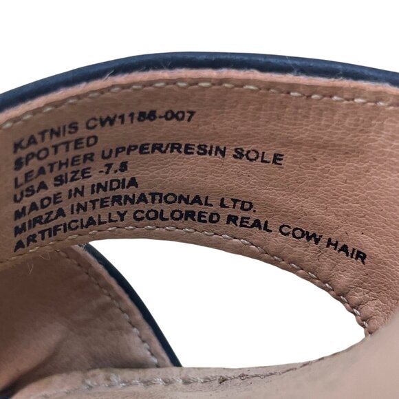 Crevo Women’s Black Spotted Leather Cow Hair Katnis Heeled Sandals Sz 7.5 - New - Picture 5 of 11